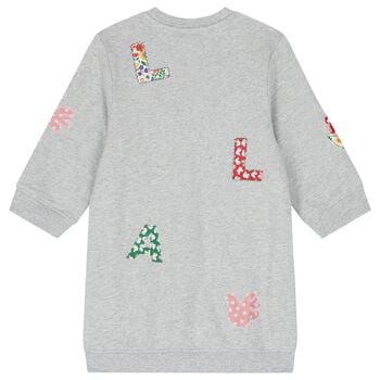 Girls Grey Logo Sweatshirt Dress