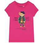 Girls Pink Polo Bear T-Shirt, 1, hi-res