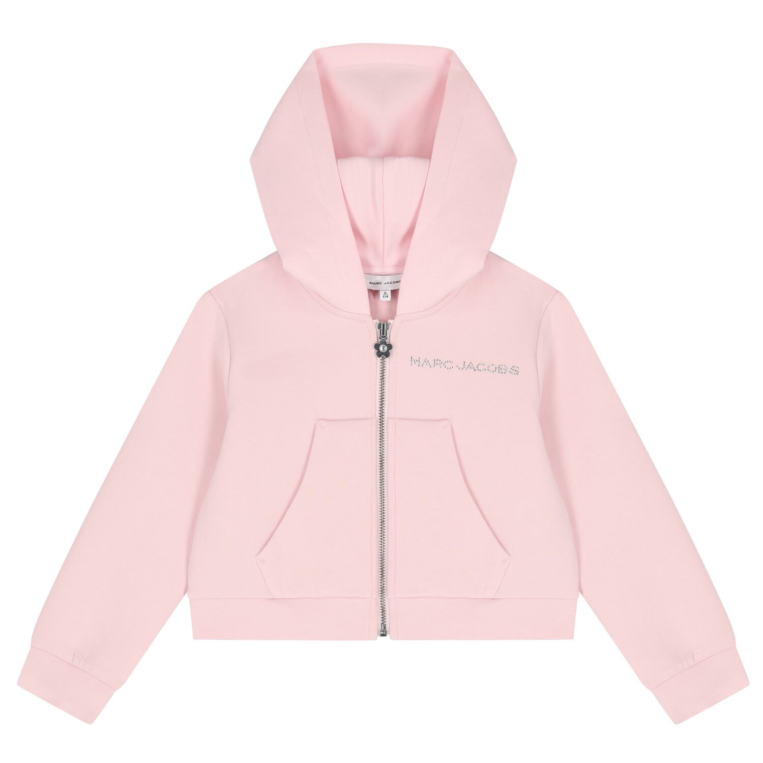 Girls Pink Logo Hooded Zip Up Top, 1, hi-res