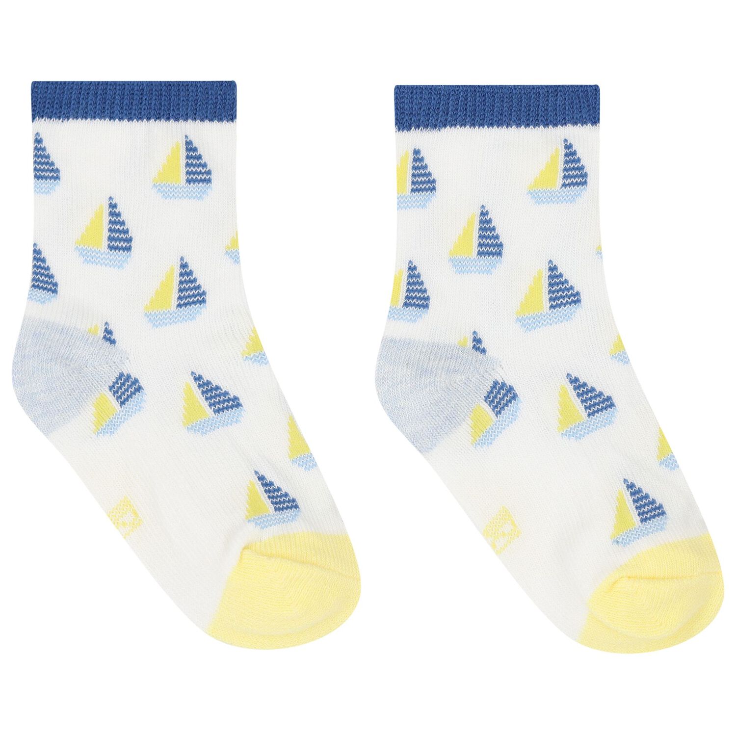 Baby Boys Ivory & Blue Boat Print Socks ( 3-Pack ), 3, hi-res image number null
