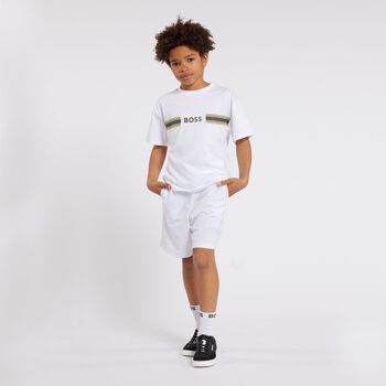 Boys White Logo Shorts