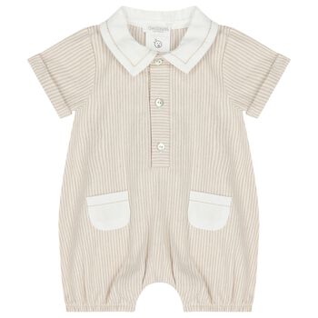 Baby Boys Beige Striped Romper