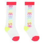 Girls White Logo Socks, 1, hi-res