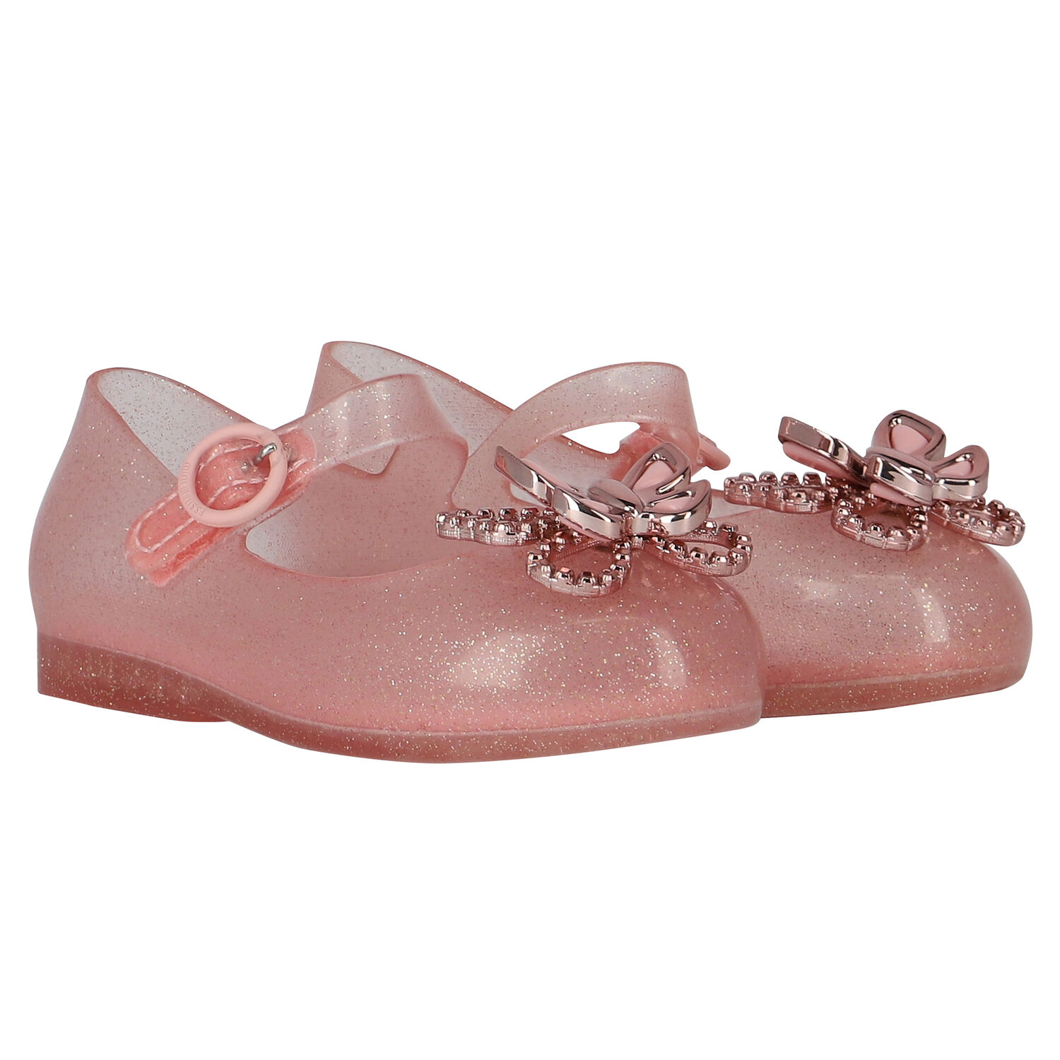 Mini Melissa Younger Girls Pink Butterfly Jelly Shoes Junior