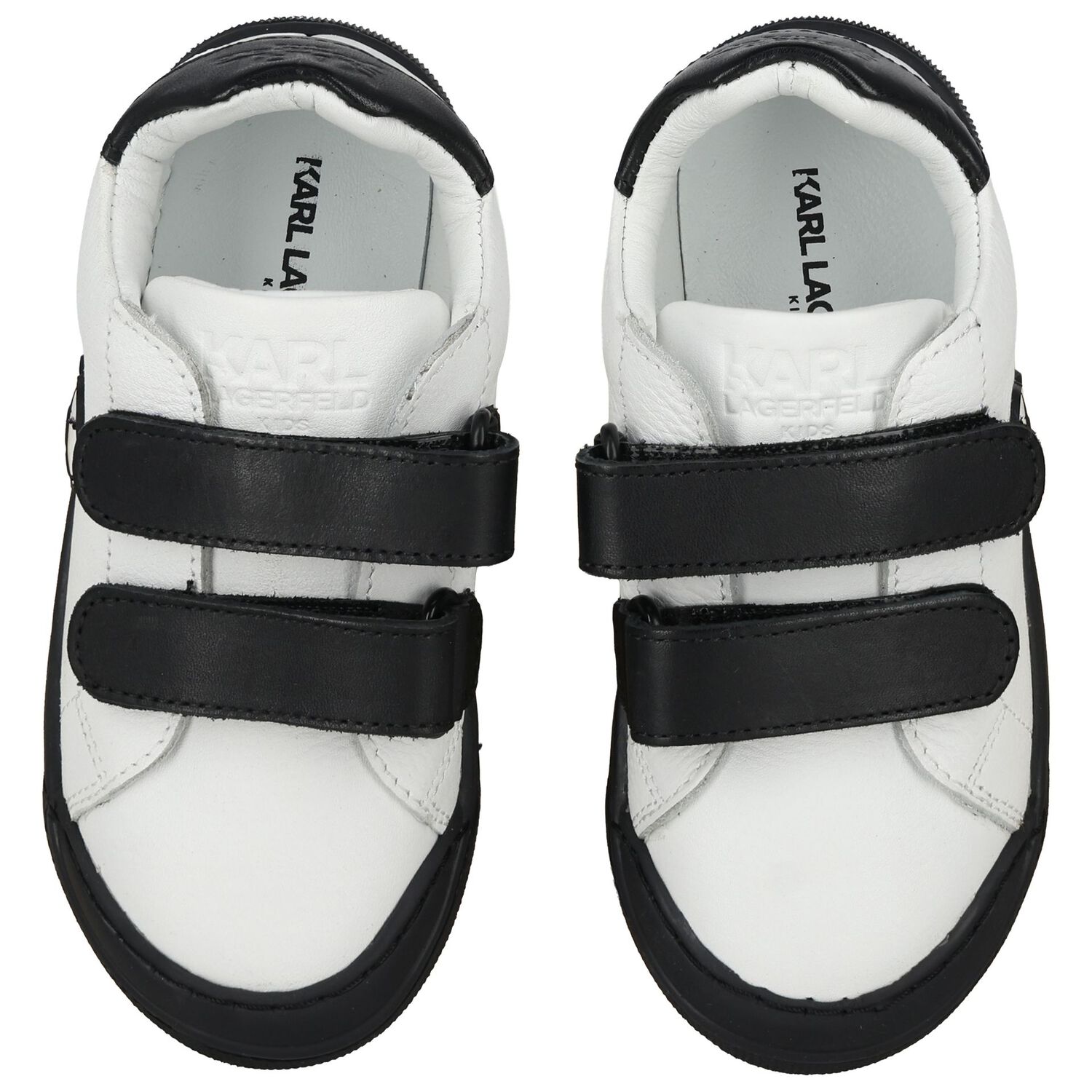 Boys White & Black Ikonik Karl Trainers, 1, hi-res