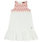Girls White & Pink Zigzag Dress, 1, hi-res