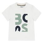 Younger Boys White Logo T-Shirt, 1, hi-res