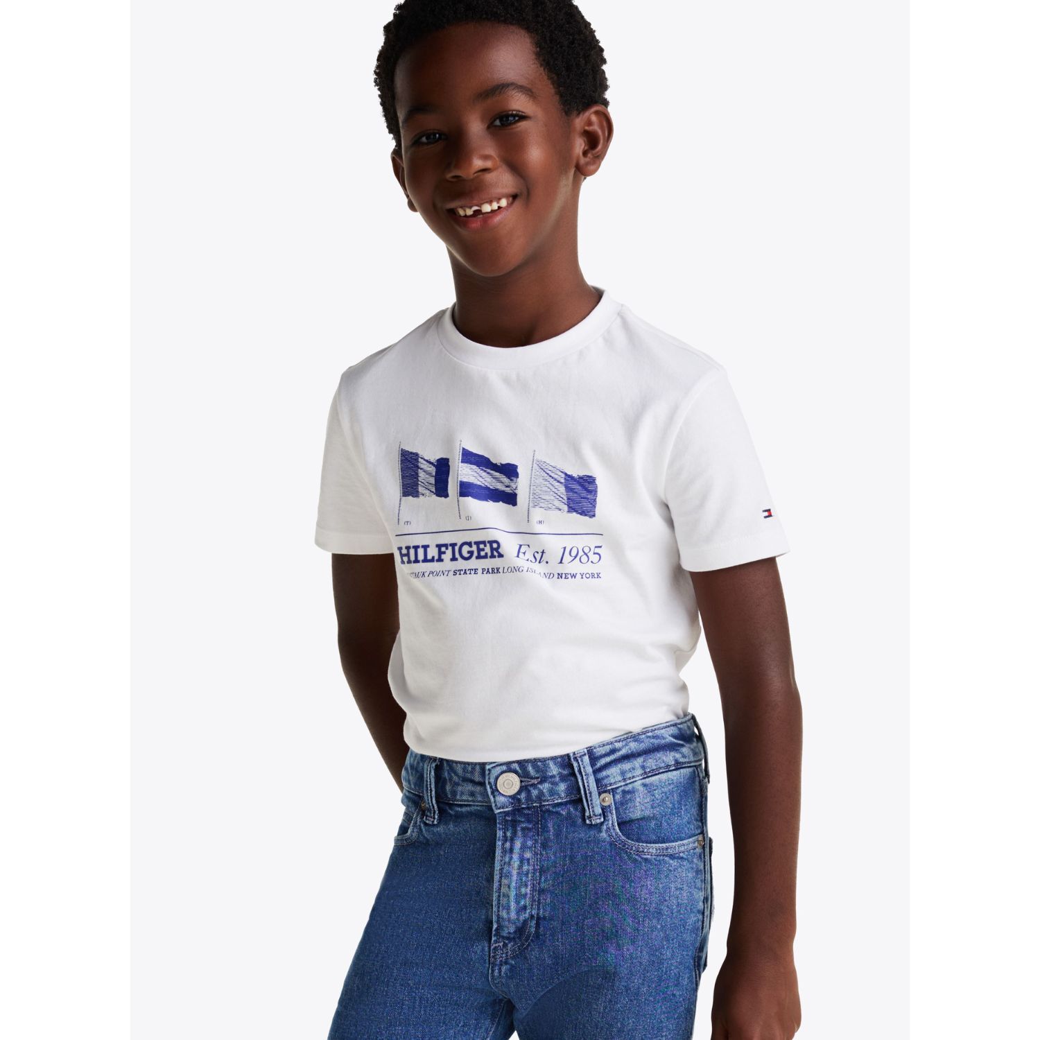 تيشيرت أولاد بالشعار باللون الأبيض, 2, hi-res image number null