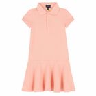 فستان بولو بالشعار باللون الزهرى للبنات , 2, hi-res