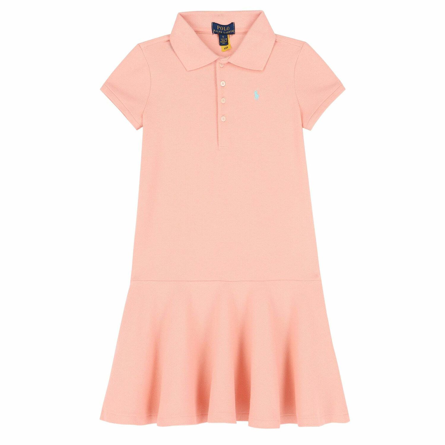 فستان بولو بالشعار باللون الزهرى للبنات , 2, hi-res