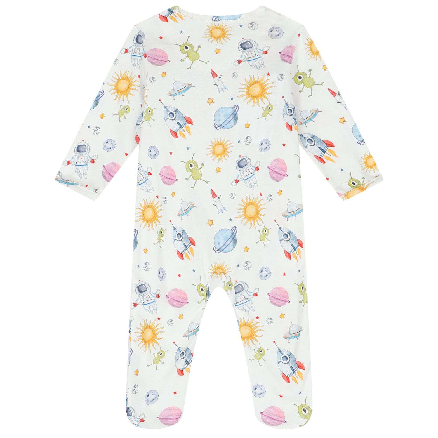 Baby Boys White Space Babygrow, 1, hi-res image number null
