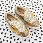 Girls Gold Embellished Butterfly Trainers, 1, hi-res