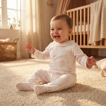 طقم ملابس أطفال للبنات باللون ألابيض والوردي 