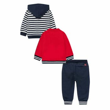 Younger Boys Navy Blue & Red 3 Piece Tracksuit