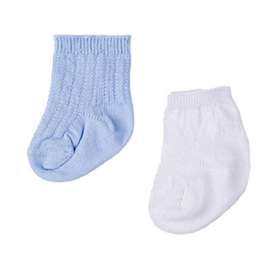Baby Boys White & Blue Socks ( 2-Pack )