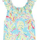 Girls Aqua Pineapple Swimsuit, 1, hi-res