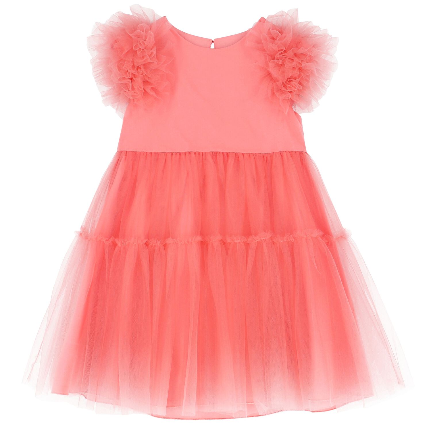 فستان بنات تول باللون الزهري, 1, hi-res