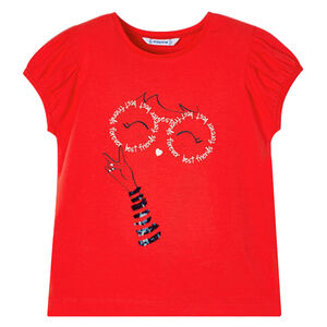 Girls Red Graphic T-Shirt