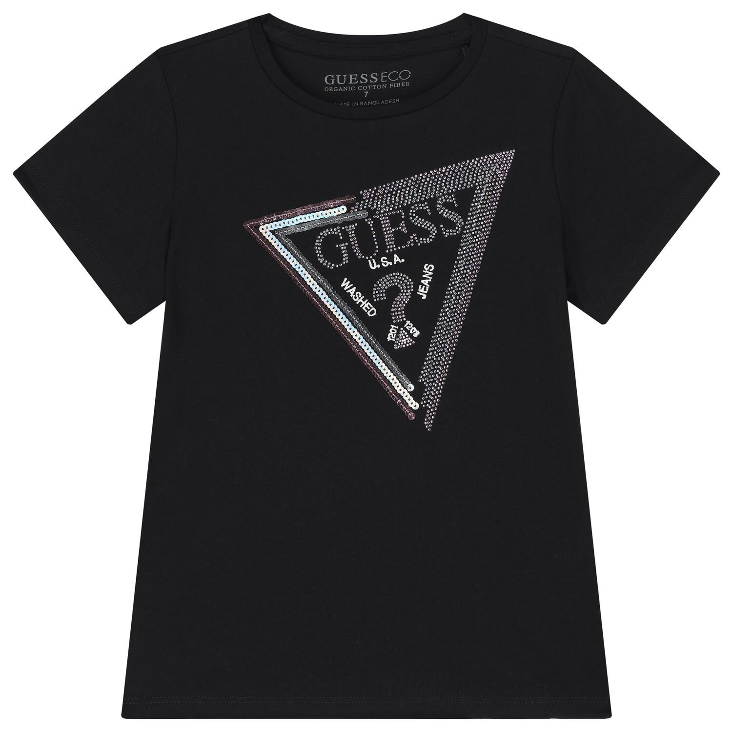Girls Black Embellished Logo T-Shirt, 3, hi-res image number null