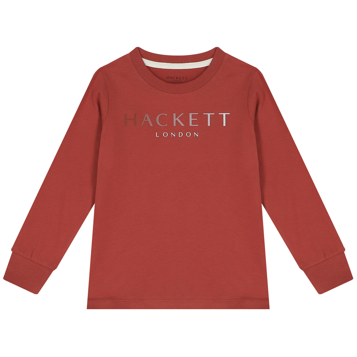 توب أولاد بأكمام بالشعار باللون الأحمر, 1, hi-res