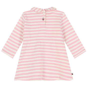 Baby Girls Pink & Ivory Logo Striped Dress