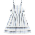 Girls White & Blue Stripe Dress, 1, hi-res