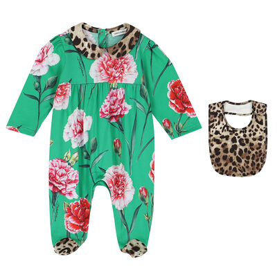 Green Carnation Babysuit Set