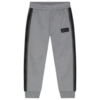 Boys Grey & Black Logo Joggers 