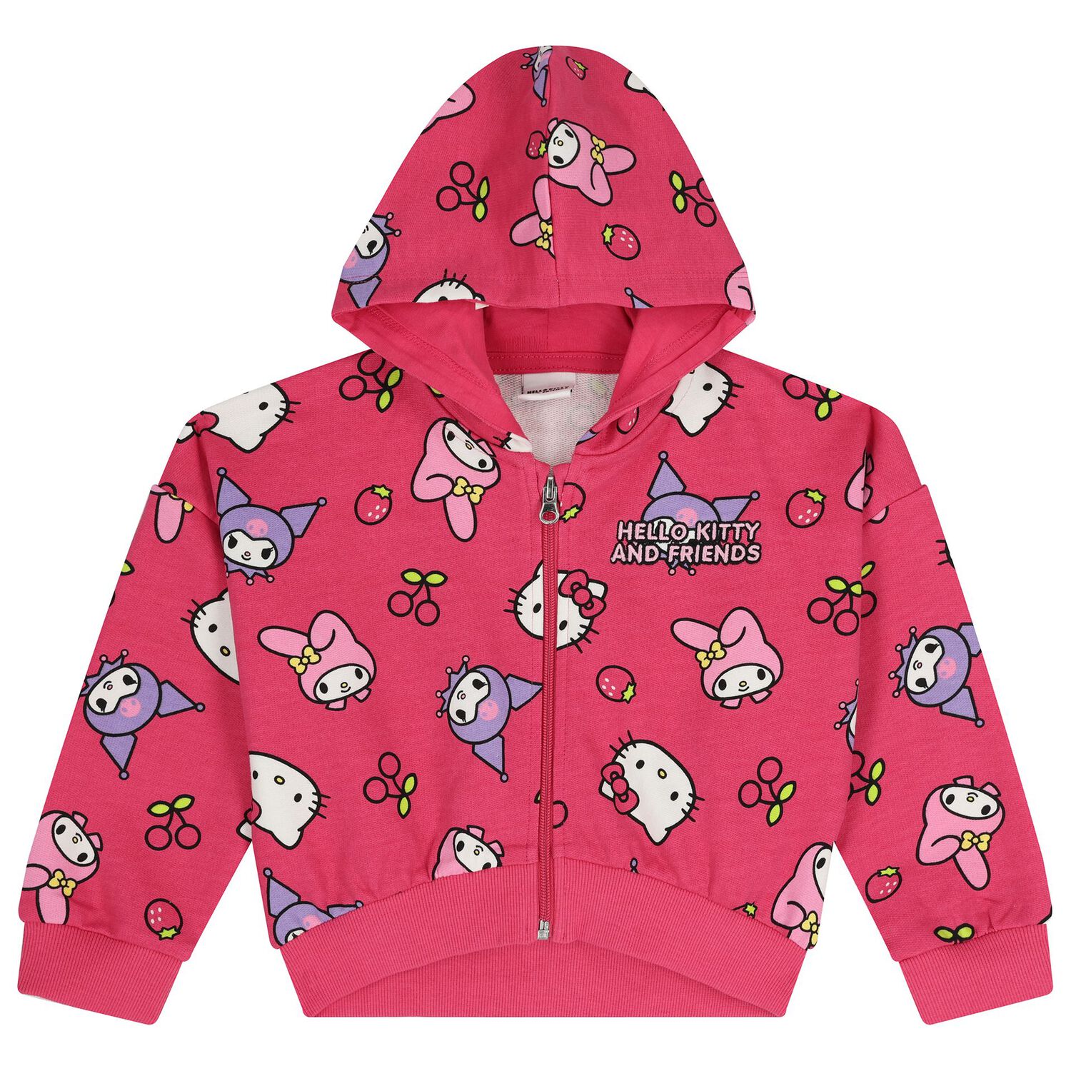 Girls Pink Hello Kitty Hooded Zip Up Top, 1, hi-res