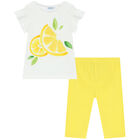 Girls Yellow & White Leggings Set, 1, hi-res