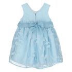 Younger Girls Blue Cut-Out Flowers Dress, 2, hi-res
