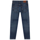 Boys Blue Denim Logo Jeans, 1, hi-res
