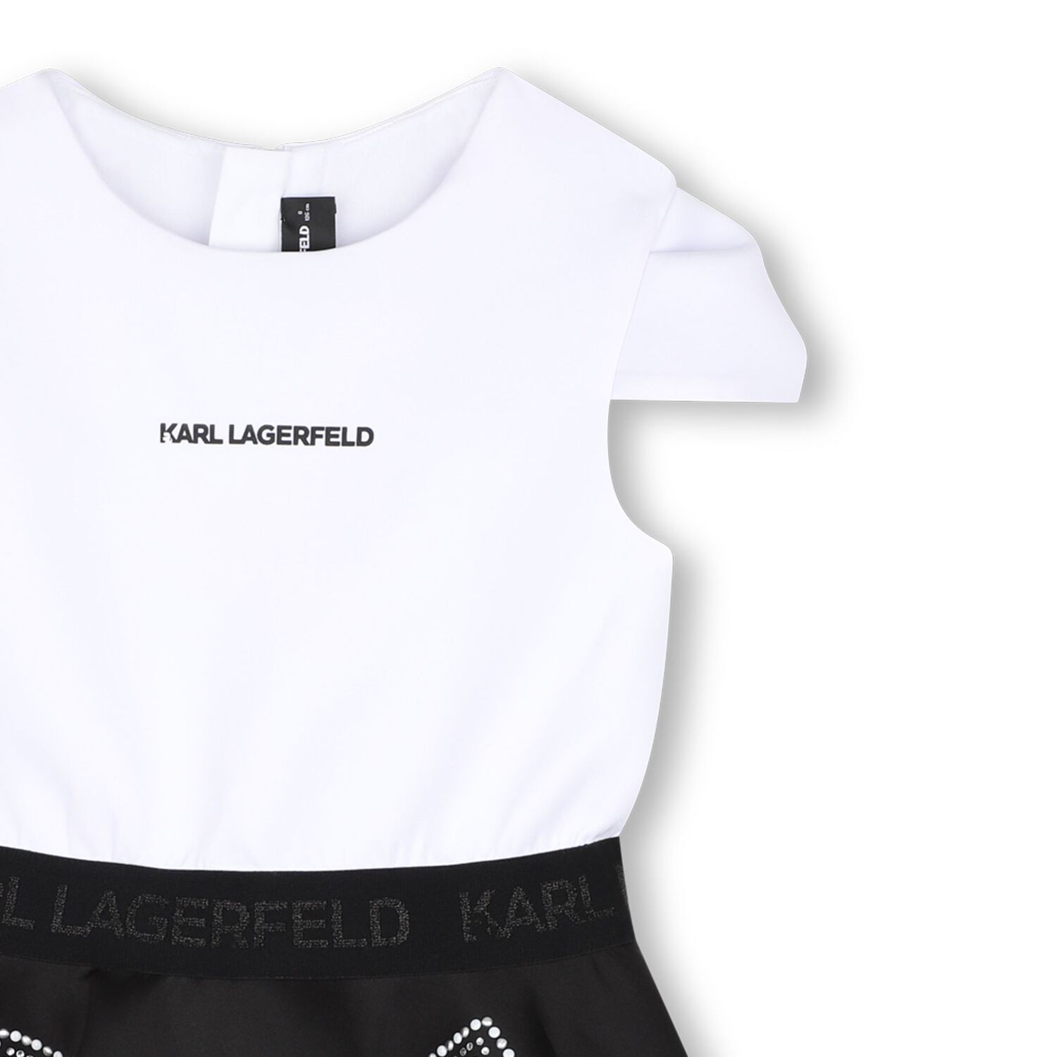 Girls White & Black Logo Dress, 1, hi-res