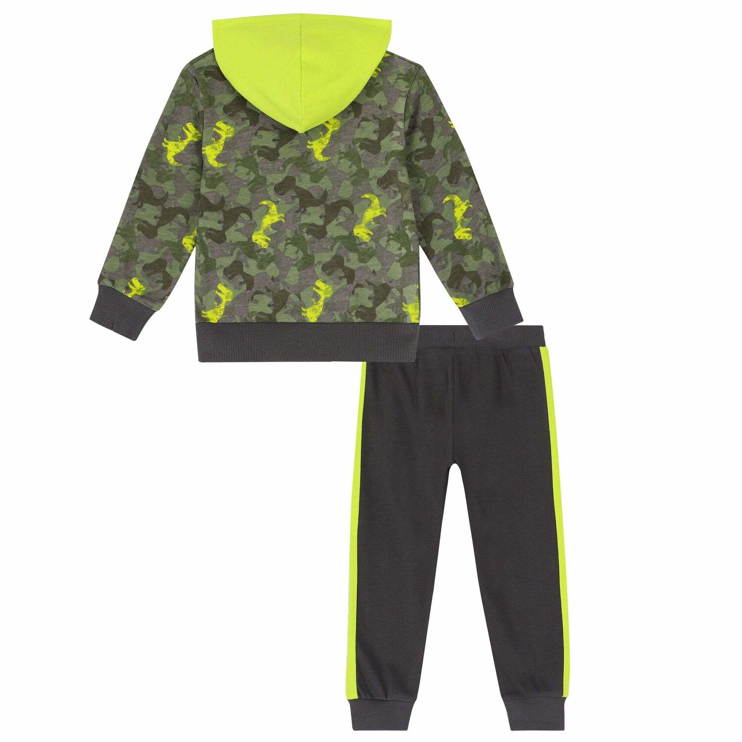 Boys Grey & Neon Green Tracksuit, 1, hi-res