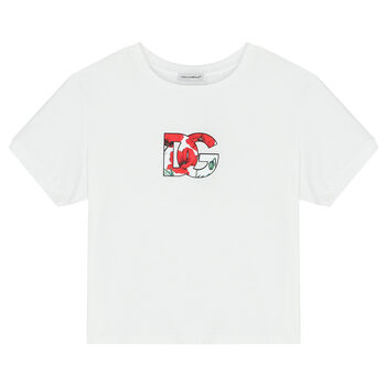 Girls White Logo Poppy T-Shirt
