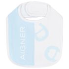 طقم هدايا ملابس أطفال باللونين الأزرق والأبيض وقبعة ومريلة, 1, hi-res