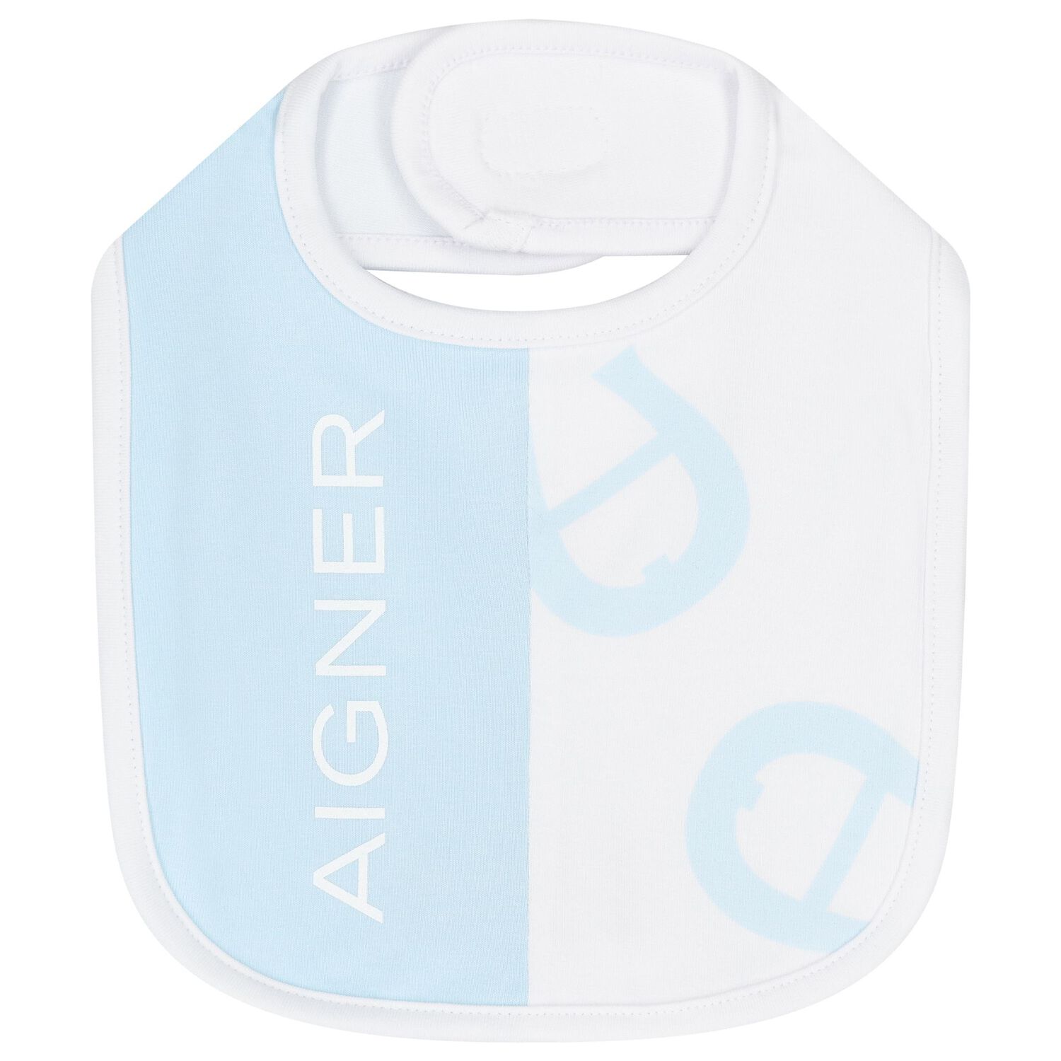 طقم هدايا ملابس أطفال باللونين الأزرق والأبيض وقبعة ومريلة, 1, hi-res