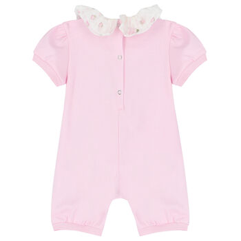 Baby Girls Pink Teddy Bear Romper