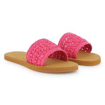 Girls Mini Me Pink & Beige Logo Sliders