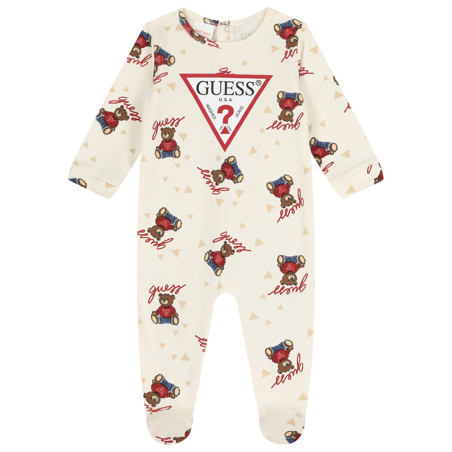 Ivory Teddy Bear Logo Babygrow, 2, hi-res