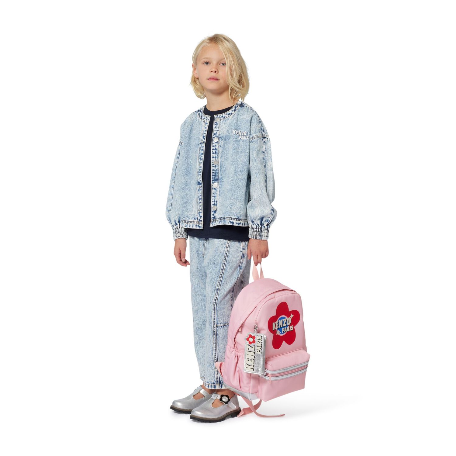 حقيبة ظهر باللون   وردية بشعار للبنات, 1, hi-res