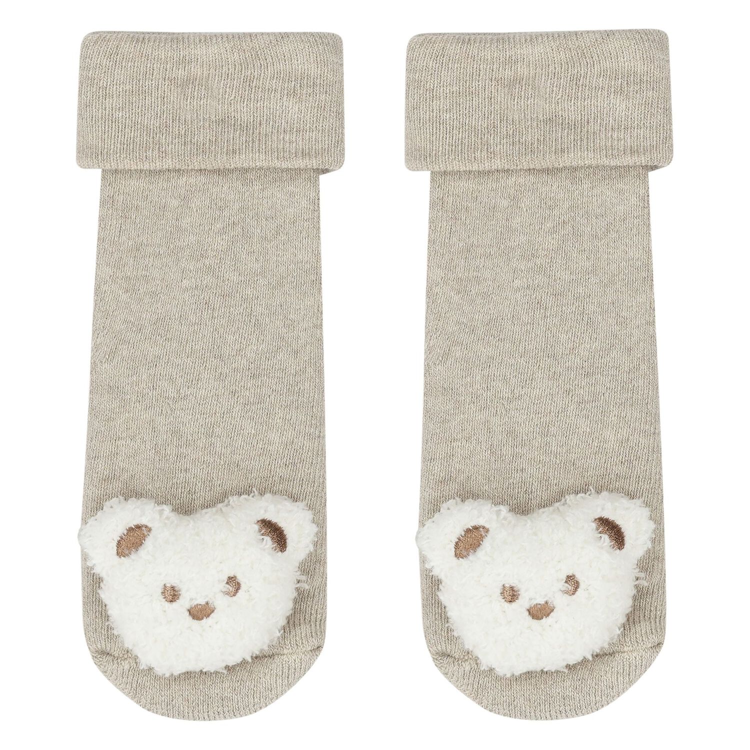 Beige Bear Hat & Socks Baby Set, 2, hi-res