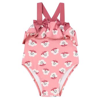 Younger Girls Pink Floral Swimsuit