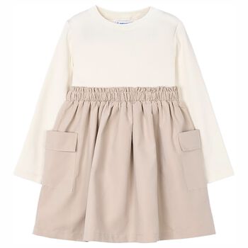 Girls Ivory & Beige Dress