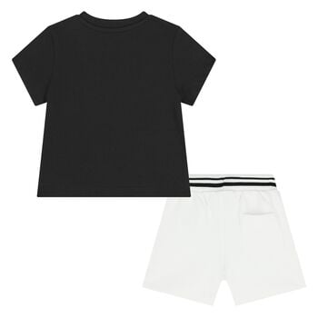 Boys Black & White Logo Shorts Set