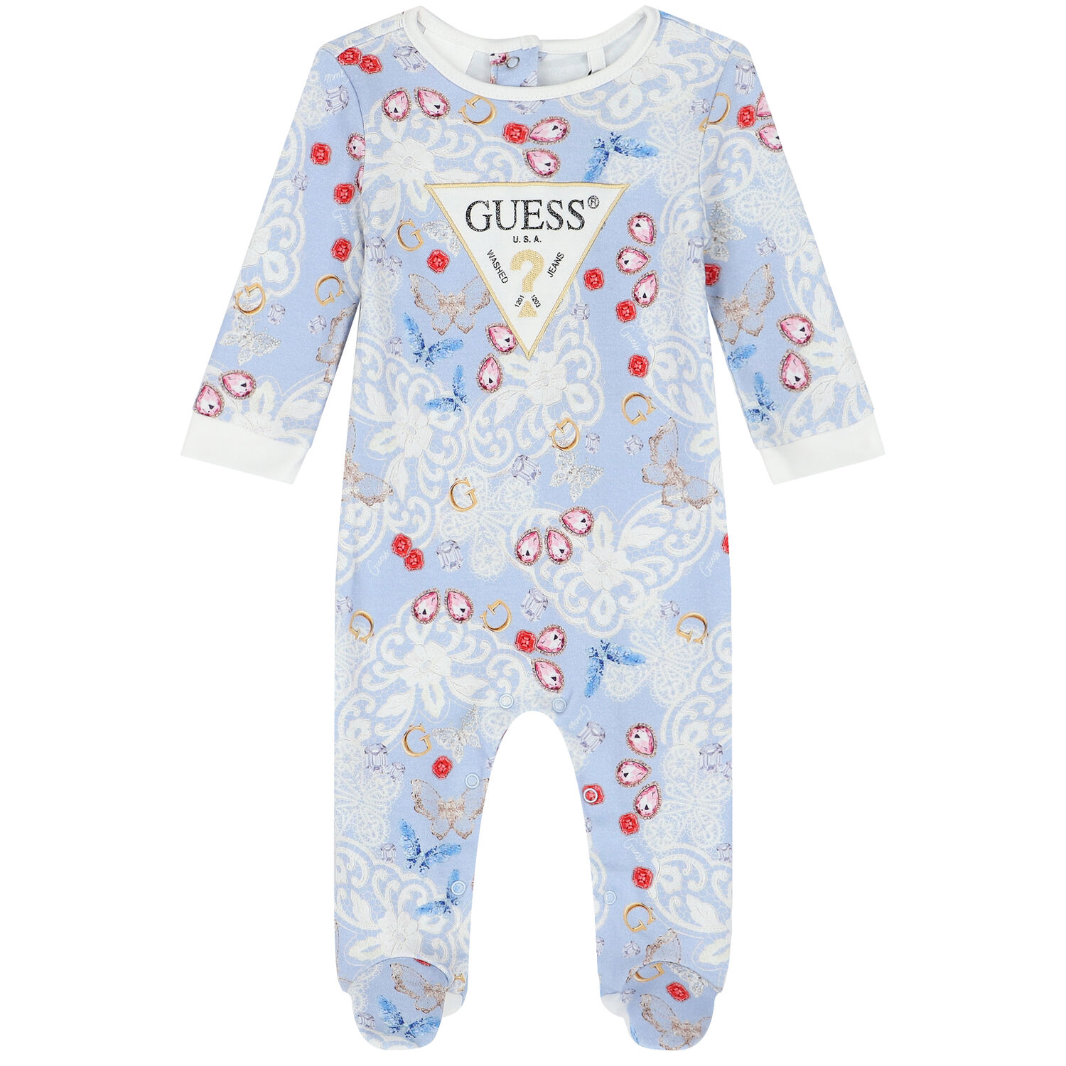 أفرول بنات بالشعار باللون الأزرق, 1, hi-res