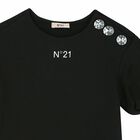 فستان بالشعار باللون الاسود للبنات, 1, hi-res