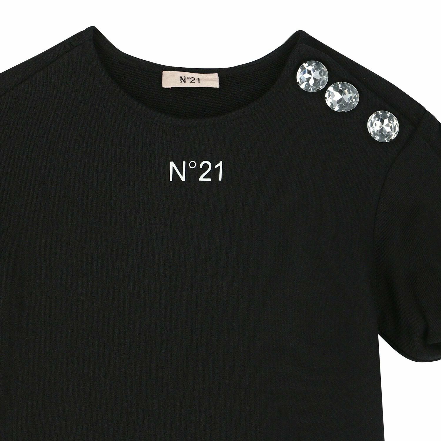 فستان بالشعار باللون الاسود للبنات, 1, hi-res