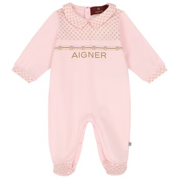 Baby Girls Pink Logo Babygrow