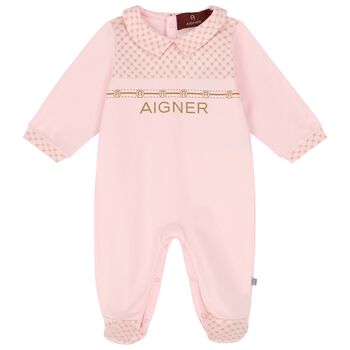 Baby Girls Pink Logo Babygrow